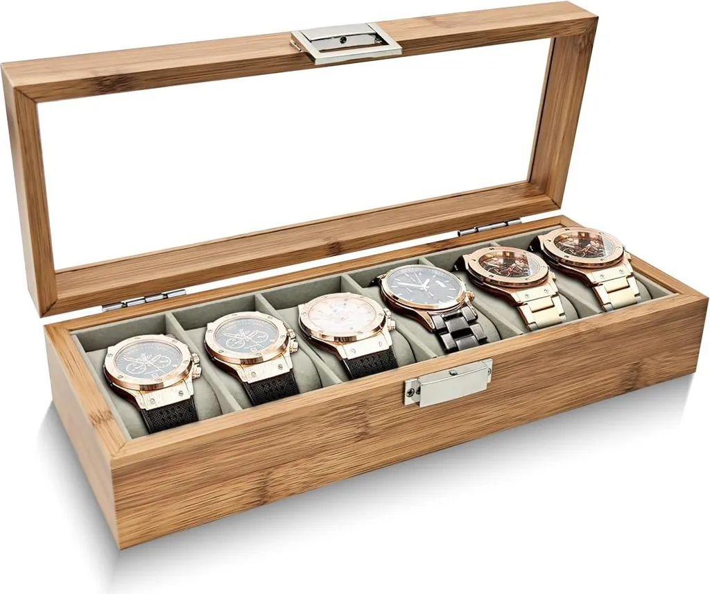 Rangement montres en bois pour 6 montres - Organisateur rétro de luxe