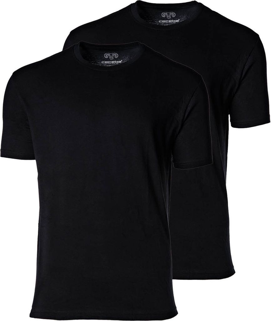 Ceceba heren T-shirts regular fit (2-pack), O-hals, zwart