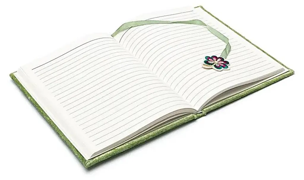 Carnet de Notes Velours Vert avec Broderie Trèfle de Chance - 20x15 cm