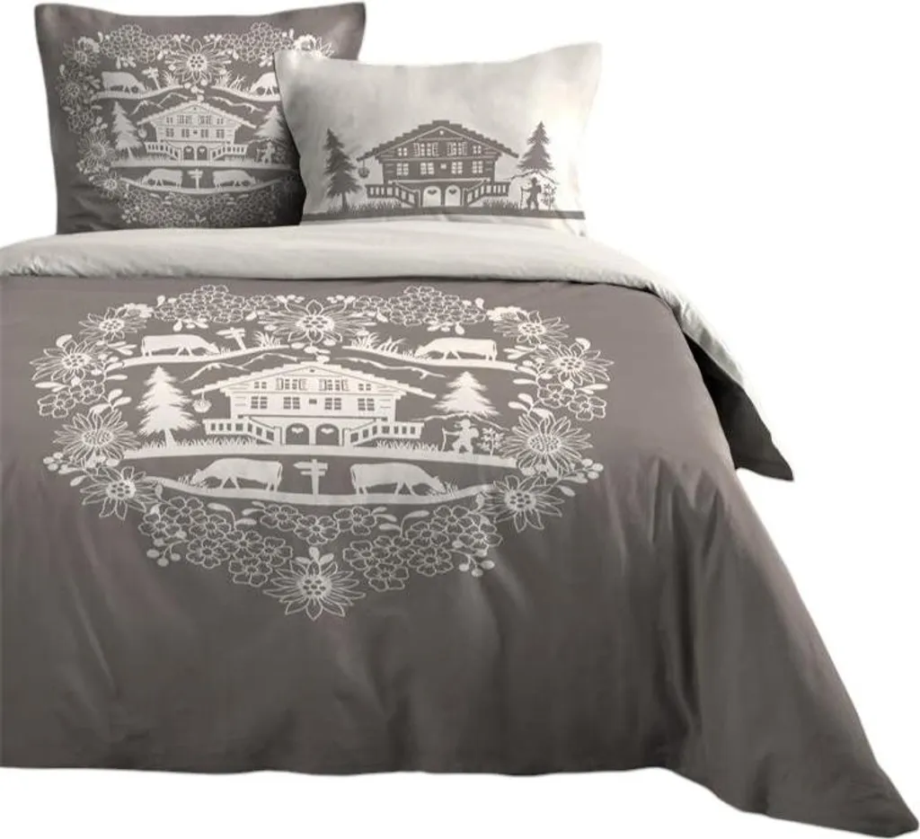 Parure de lit Chalet de Valloire en coton chic pour chambre