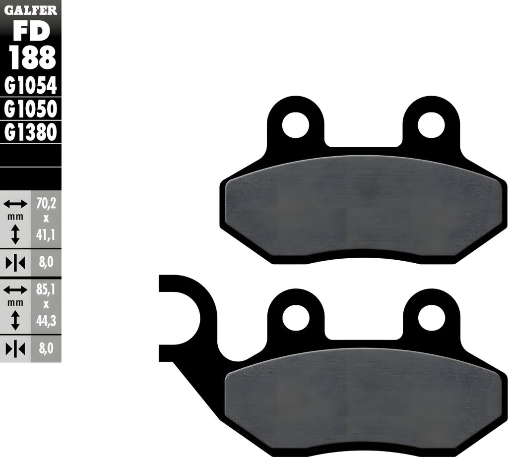 Bremsbeläge Set Galfer FD188G1054 & FD200G1054 Semi-Metall vorne & hinten für SYM Symphony 125 ccm