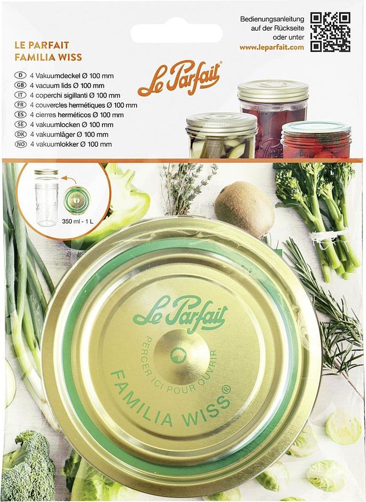 EINKOCHWELT Vakuumdeckel Ø100mm für Le Parfait Glas Familia Wiss, messingfarben (4er Pack)