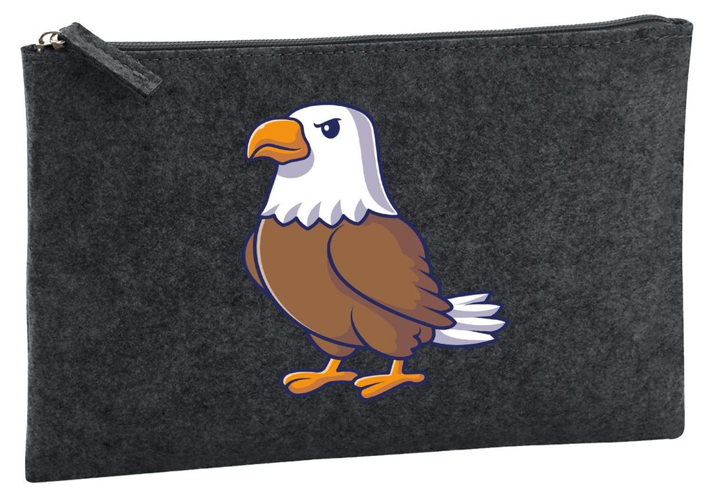 Huuraa Kulturbeutel Adler Comic 1 Liter Charcoal Filz Kosmetiktasche Geschenkidee