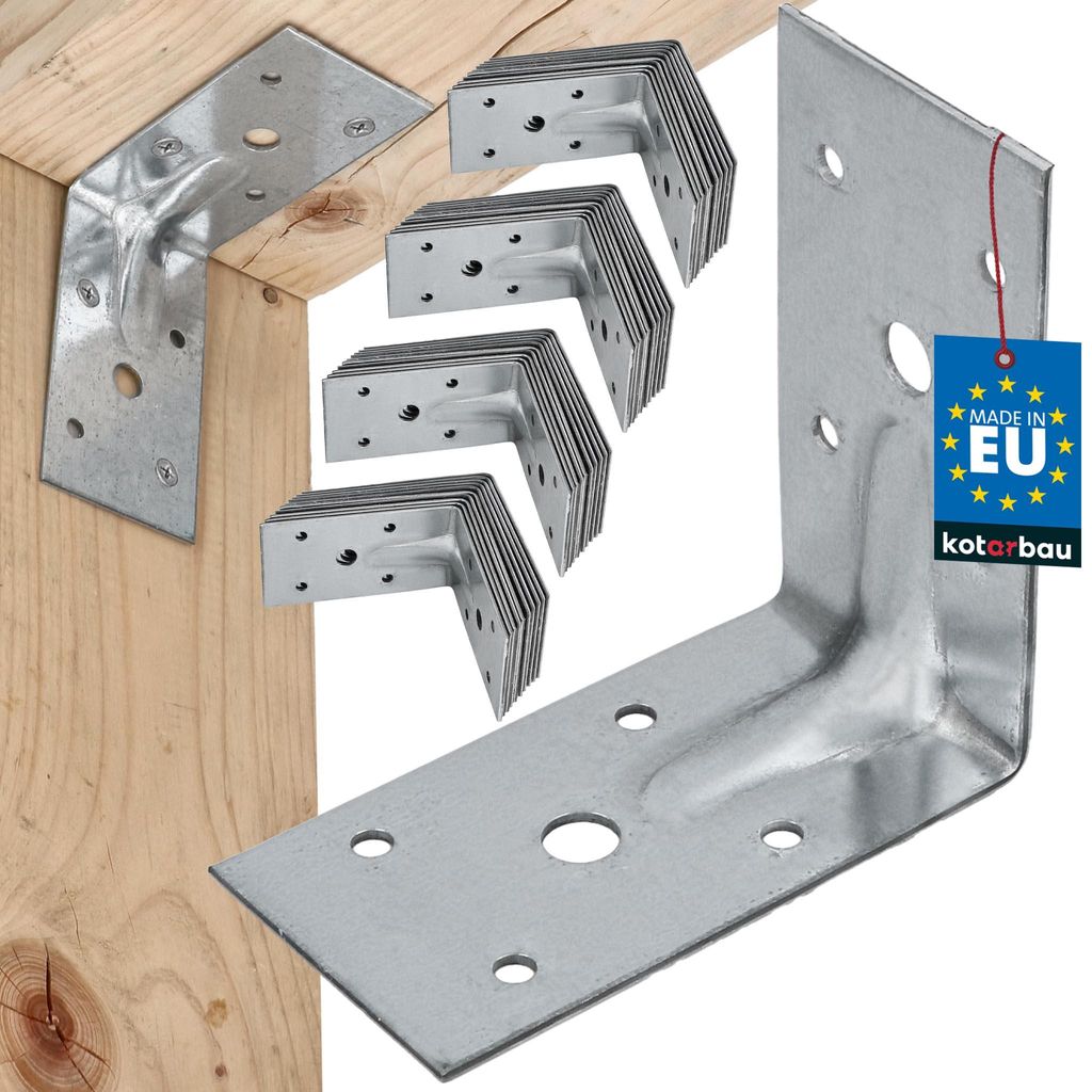 KOTARBAU 50er Set Winkelverbinder Regalwinkel 100x100x55mm Schwerlastwinkel Anschlagwinkel Verstärkter Metallwinkel Bauverbinder Verzinkter Stahl