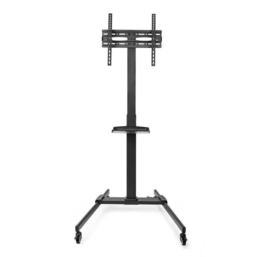 Support TV colonne premium avec hauteurs réglables et acier noir 35 kg