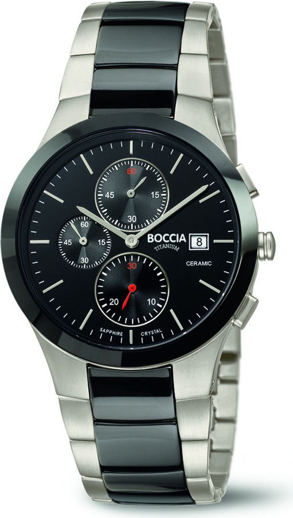 Boccia 3748-01 Herrenuhr Chronograph Keramik Titanium 39mm 5ATM
