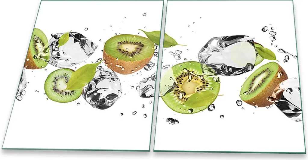 Piastre Vetro Protezione Fornelli 2x40x52cm Verde Frutta Universali