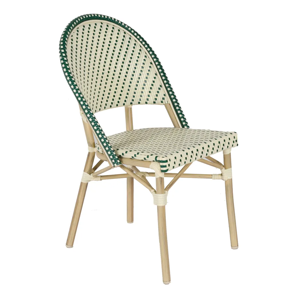 Sedia Oviala Marais Verde Rattan e Alluminio - Qualità da Bar Parigino