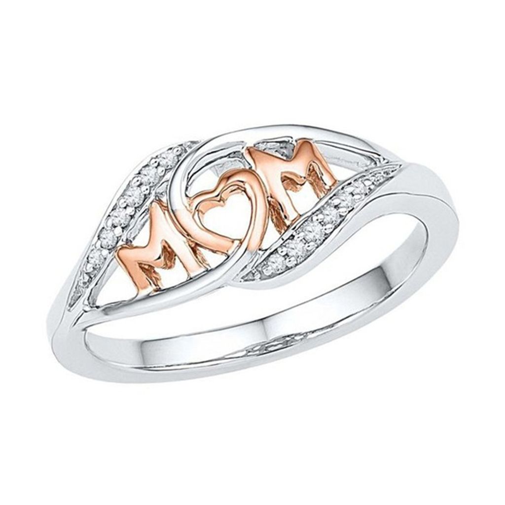 Love Mom Tow Tone Color Shiny Rhinestone Jewelry Mother's Day Birthday Gift