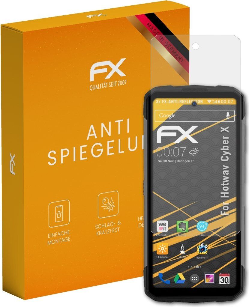 atFoliX FX-Antireflex 3x Schutzfolie kompatibel mit Hotwav Cyber X Displayfolie
