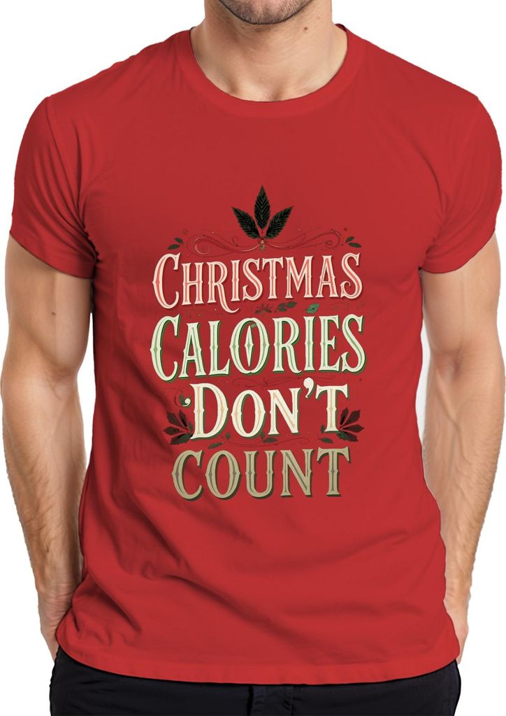 Christmas Calories Don't Count lustig Weihnachten Geschenk Retro Herren T-Shirt, Rot, XXL