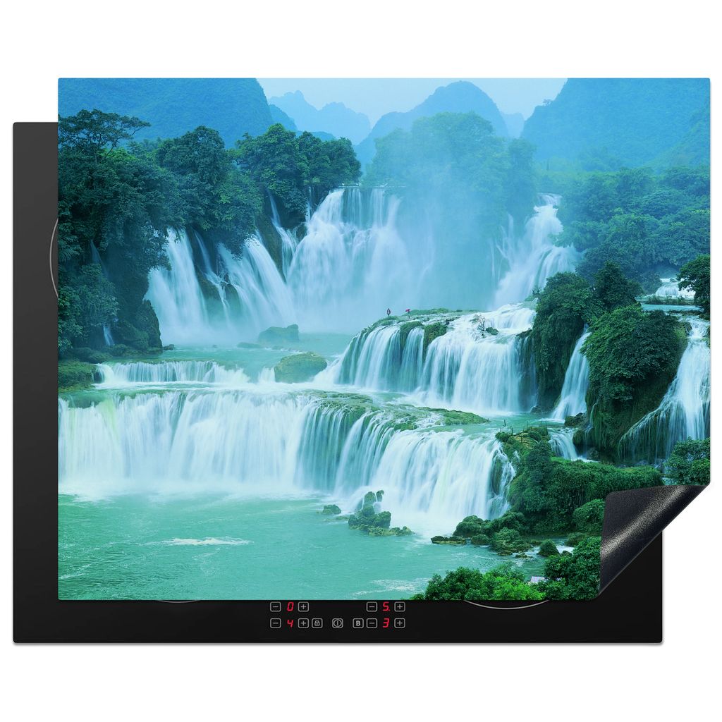 KitchenYeah Herdabdeckplatte Neblige Detian-Wasserfälle in China , 65x52cm, Küche Deko, Glaskeramikkochfeld Herdabdeckung, Abdeckplatte fùr Ko...