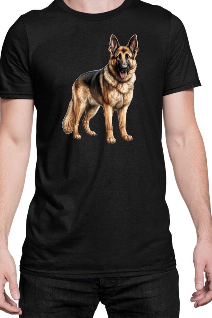 Herren T-Shirt Dogs Breeds German Shepherd Dog Breed 006, Man 2XL / Schwarz