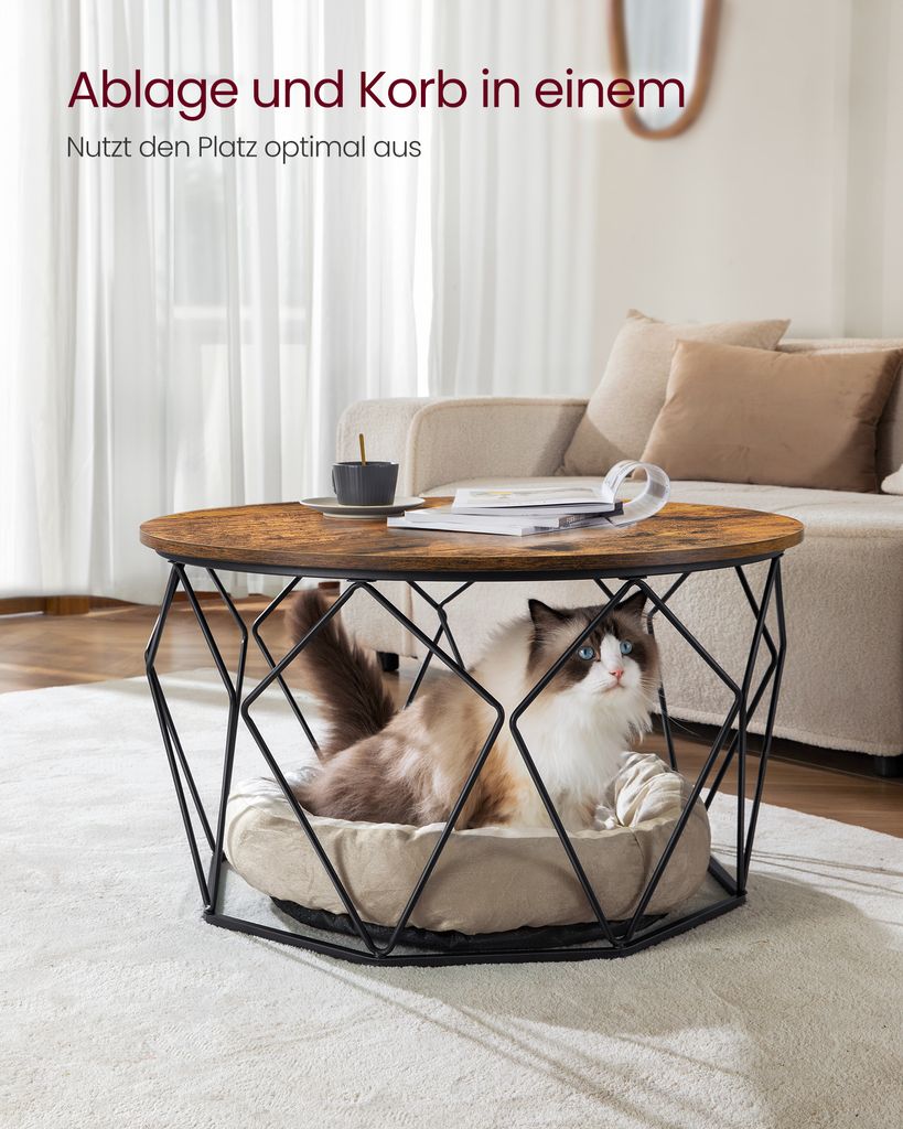 VASAGLE Couchtisch, robust Stahlrahmen, für Wohnzimmer, Produktbild 2