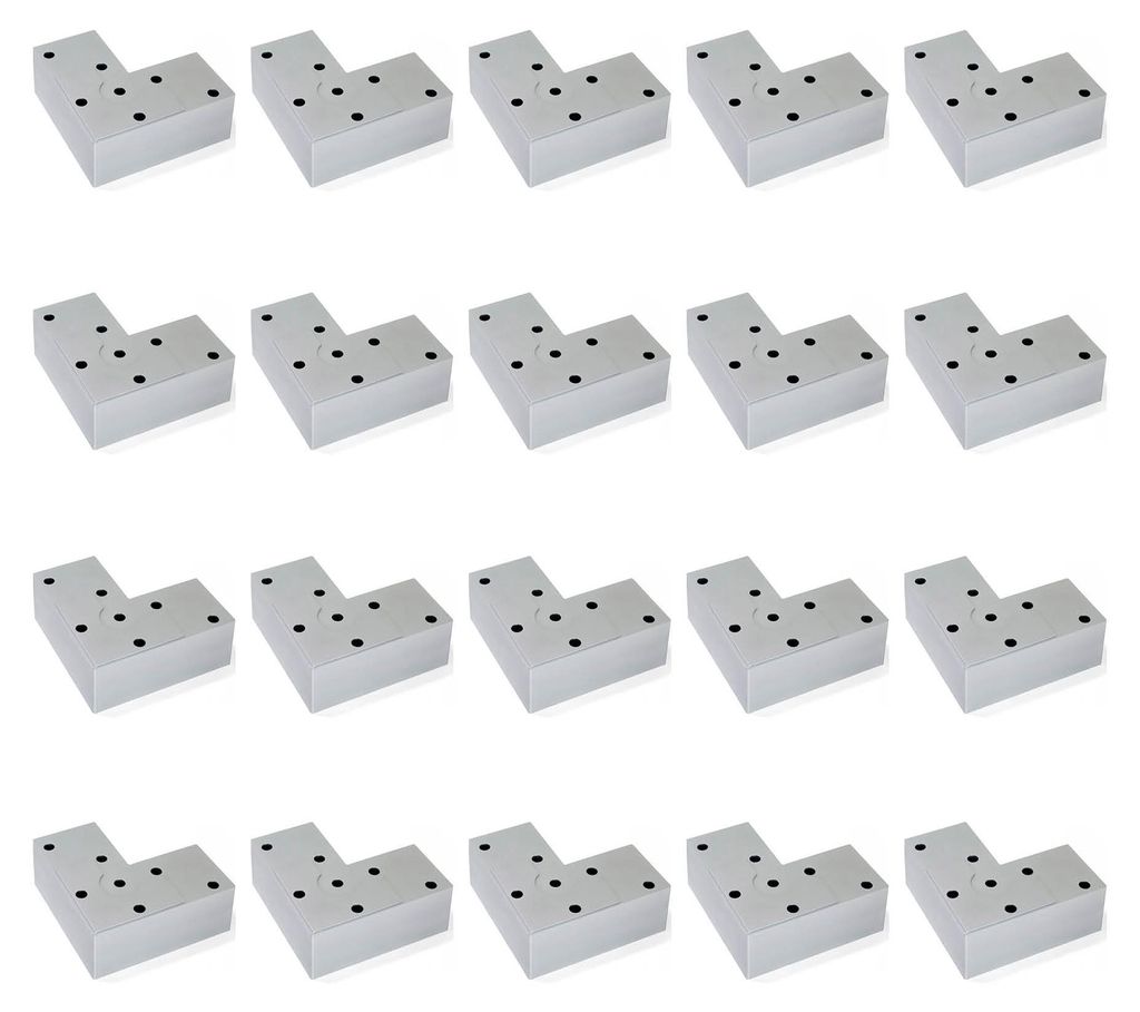 Emuca Lot von 20 Möbelfüße Alumix 8, Höhe 24mm, Kunststoff, Silbergrau