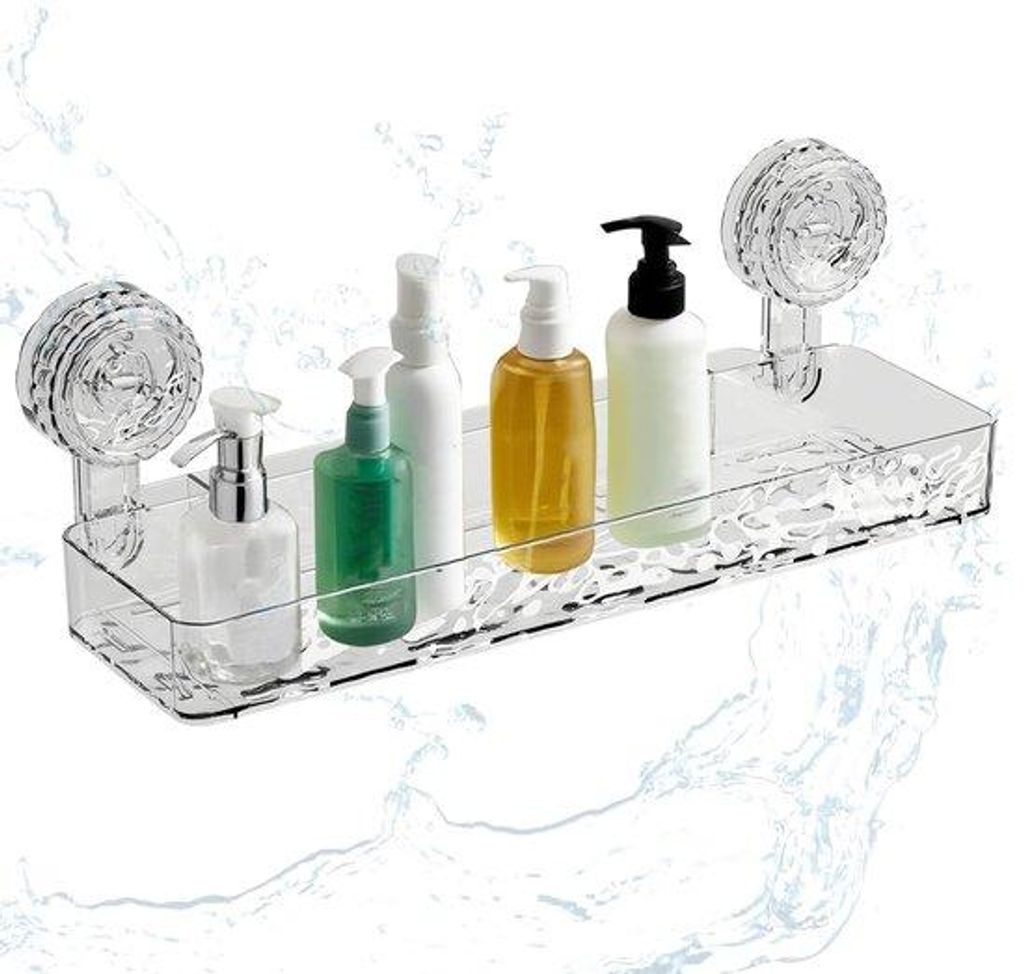 Duschenhaken mit Sprühkopf - Bohrlochlos, Wasserabfluss, Flächenbeschutzend - Transparent - 32x9 cm