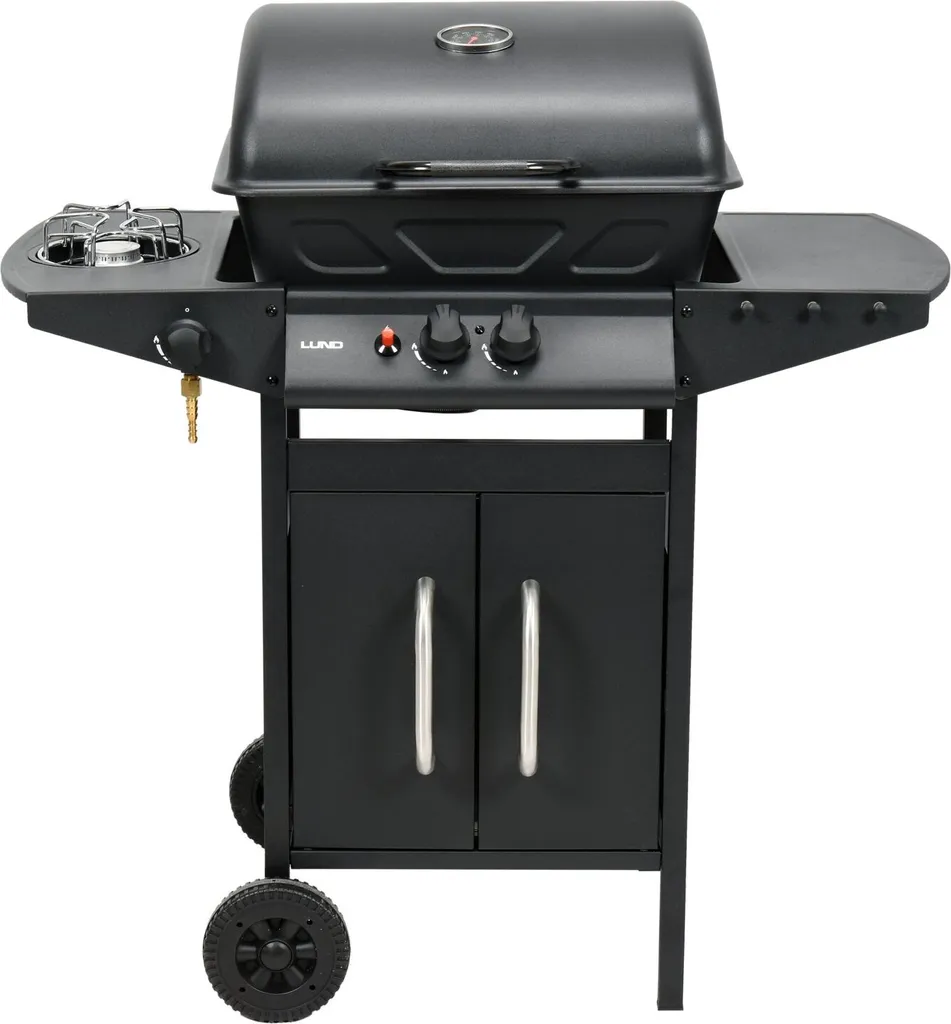 Barbecue à gaz 3 brûleurs sans fumée avec réchaud latéral puissant 8kW