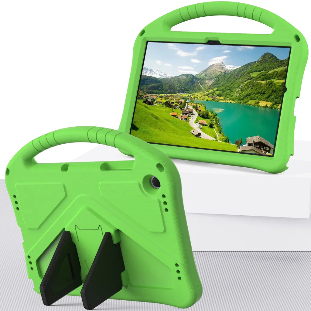 Custodia per bambini per Samsung Galaxy Tab A11 Plus/ A11+ 11", custodia antiurto leggera in EVA con supporto pieghevole e maniglia verde - 2