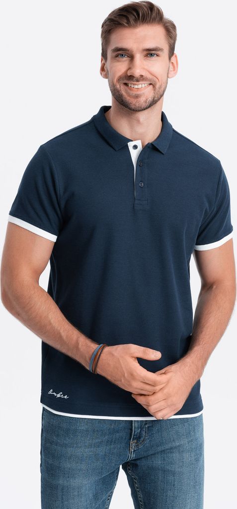 Ombre Poloshirt aus Baumwolle für Männer dunkelblau