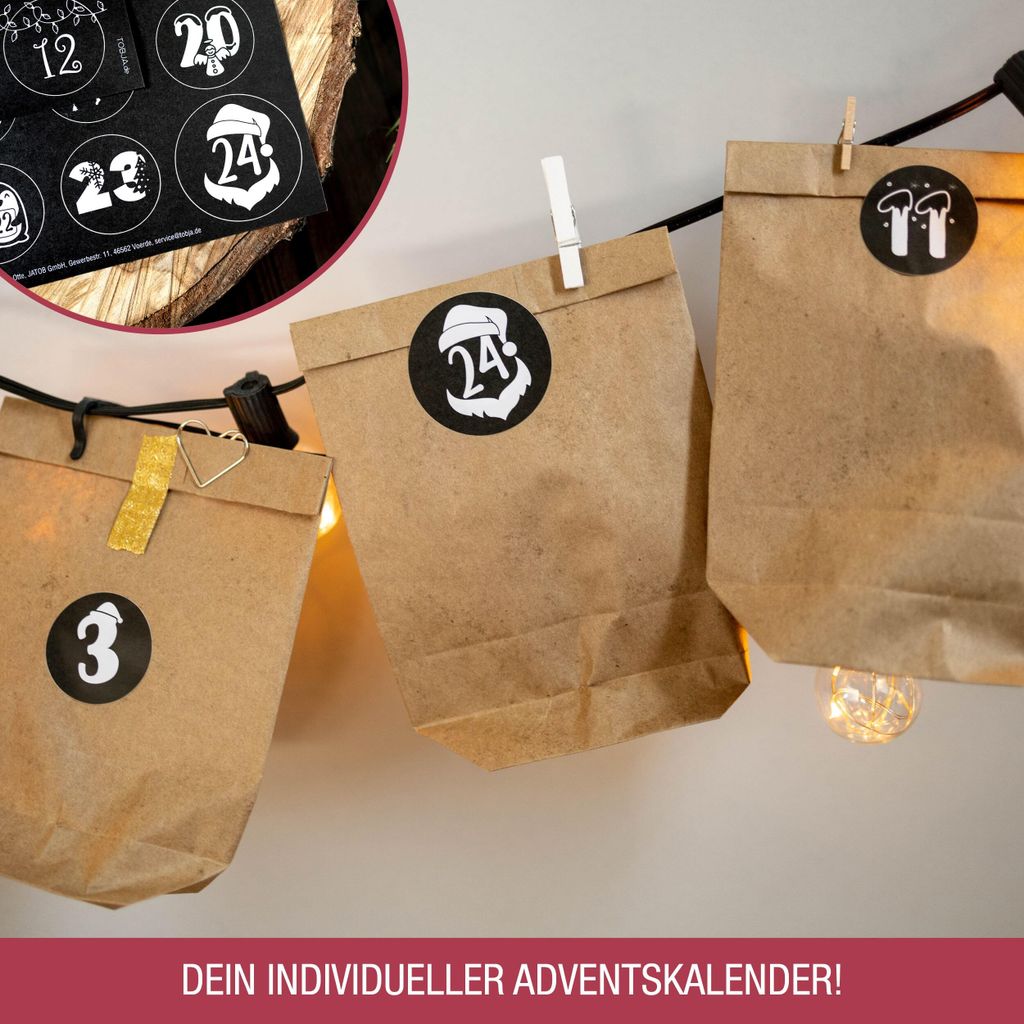 Adventskalender zum befüllen - 24 XL Kraftpapiertüten mit Produktbild 5
