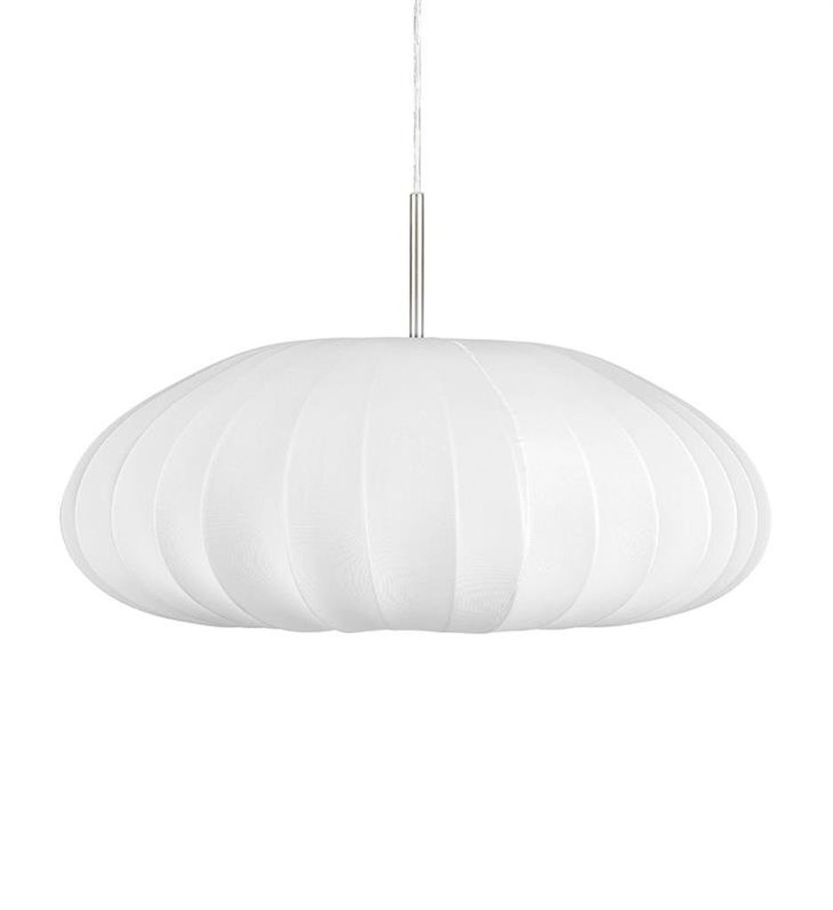 A white pendant light fixture against a white background.