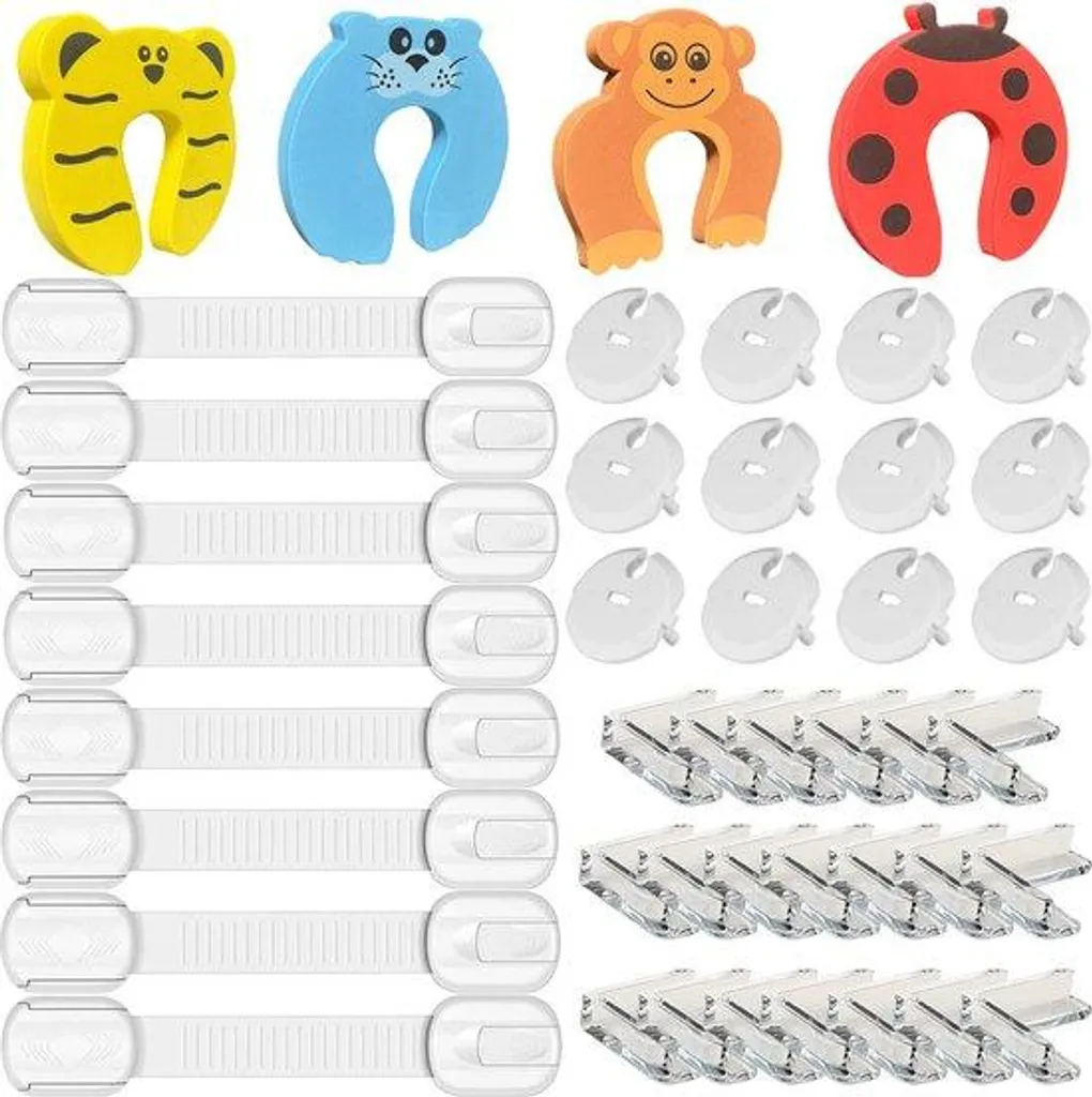 Kit sécurité enfant adhésif : 10 cache-prises et angles amortisseurs