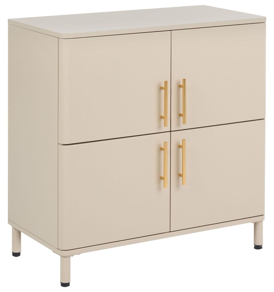 BELIANI Sideboard Beige Stahl Halbhoch Schmal mit Goldenen Produktbild 