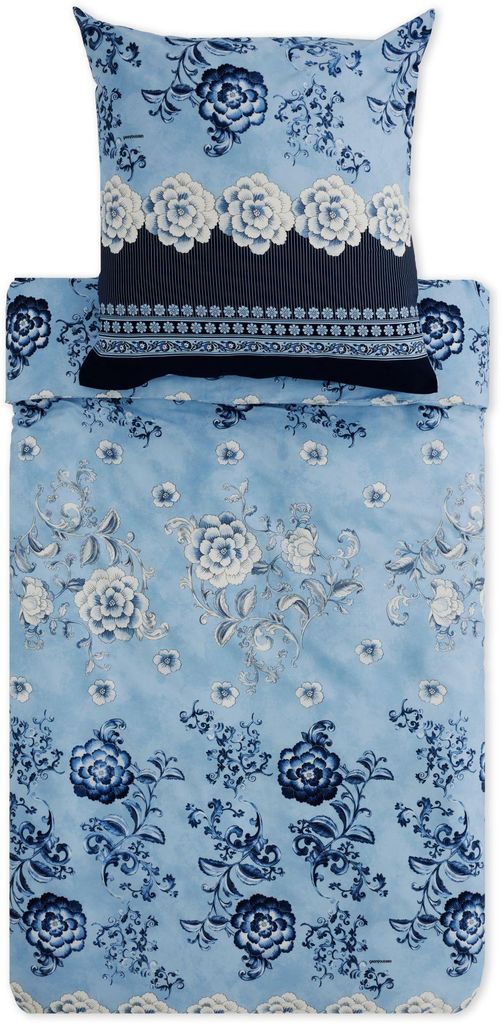 Bassetti Satin-Bettwäsche-Garnitur Paraggi Farbe BLAU B1 Größe 135x200+80x80
