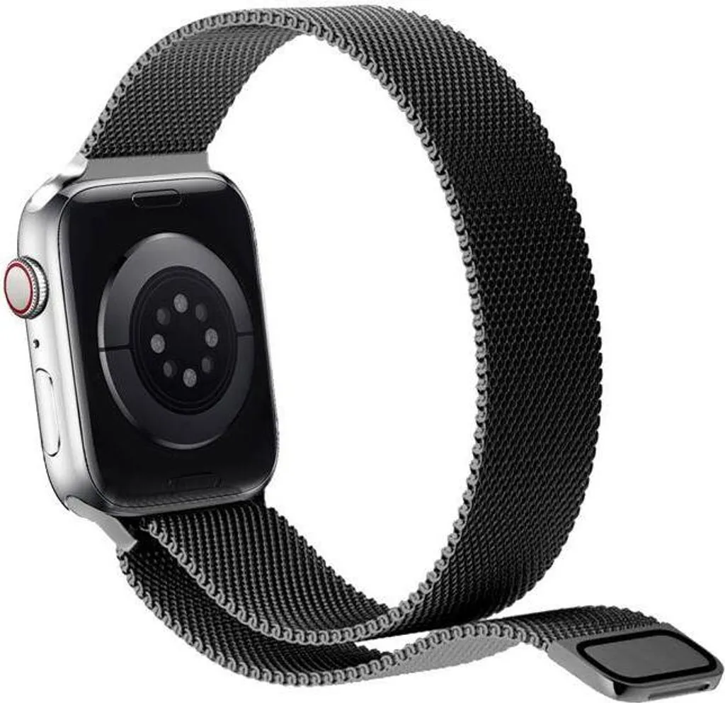 Bracelet Milanese Noir Apple Watch 44mm - Idéal pour le Bureau et Soirée