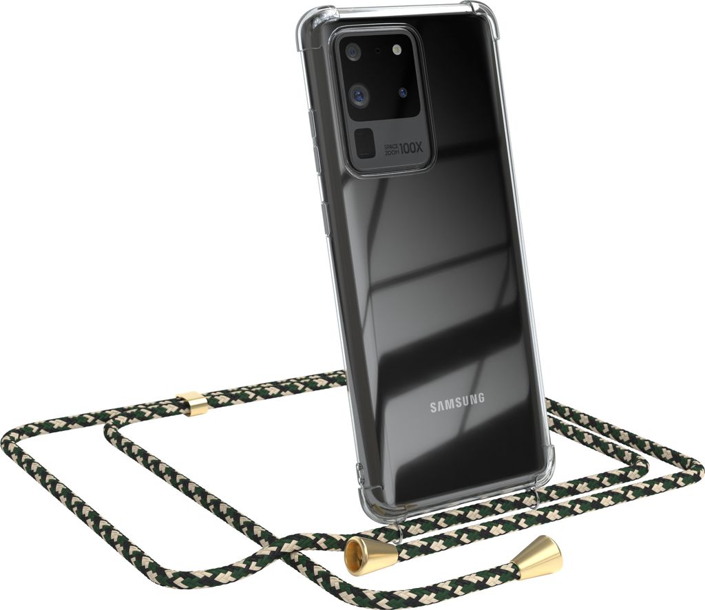 EAZY CASE Handykette kompatibel mit Samsung Galaxy S20 Ultra / S20 Ultra 5G, Handyhülle mit Umhängeband, Handykordel, Schutzhülle Clear, Band in...