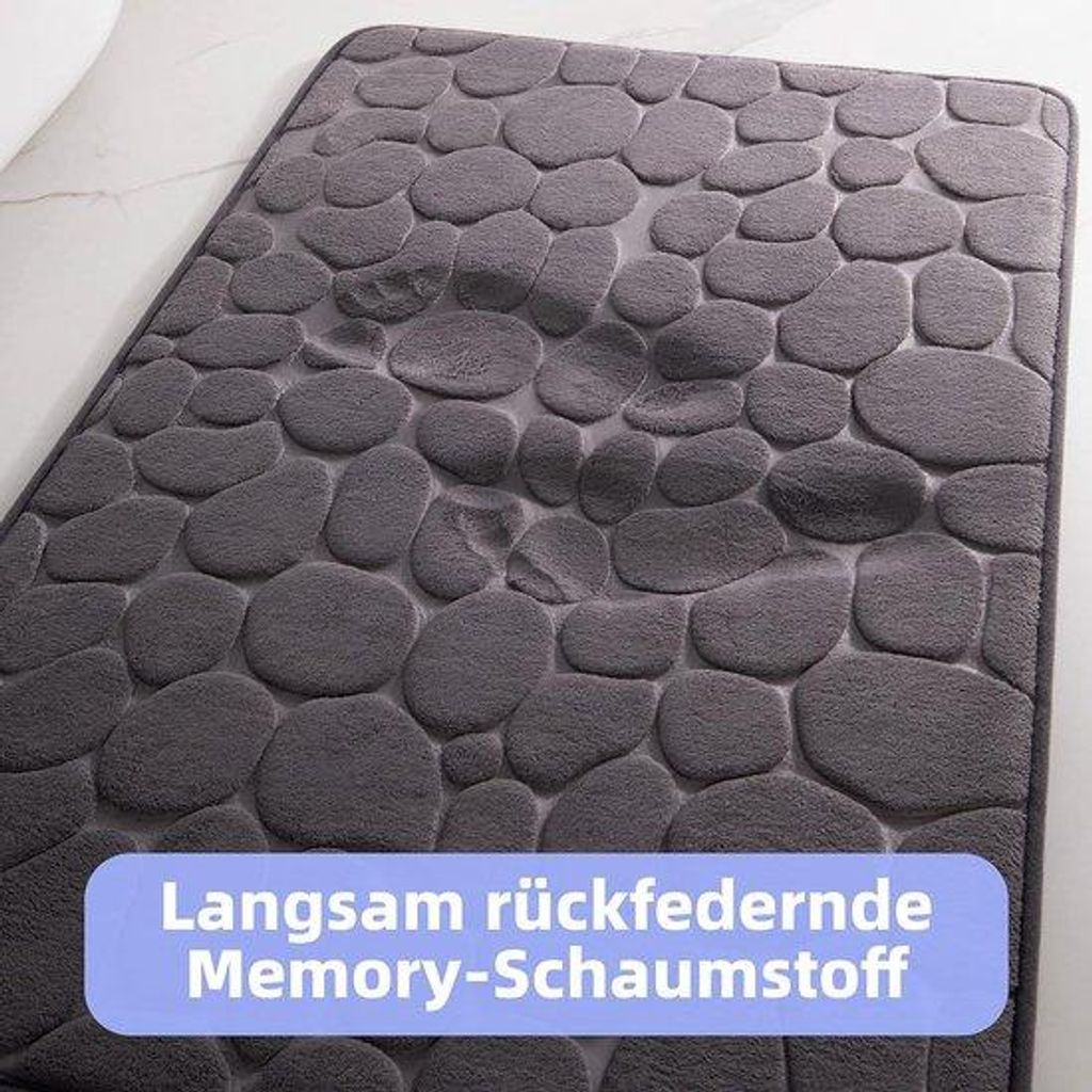 Anti-slip-Badmat 43 x 61 cm dunkelgrau, dekorativ, schwarz, für Bad und Wohnzimmer