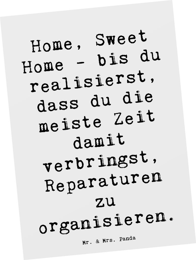 Mr. & Mrs. Panda Grußkarte Spruch Geborgenheit im Zuhause - Weiß - Geschenk, Postkarte, Accessoires, Wohnraum, Sicherheit, Ansichtskarten, Wohnge...