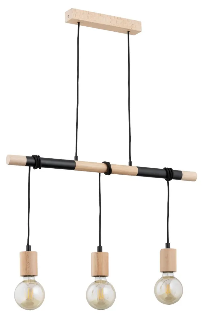 Lustre suspension bois 3 lumières LAMETA pour salon et cuisine