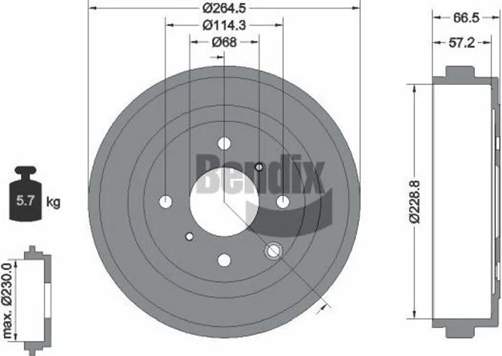 Supprimez les bruits de freinage NV200 avec le tambour BDM1164 BENDIX