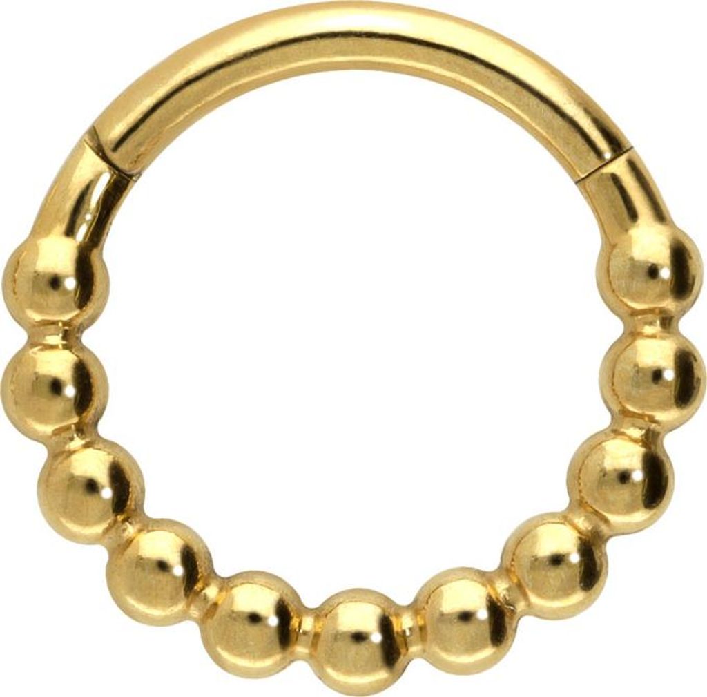 Ohrpiercing, Nasenpiercing, Septum Piercing Titan Segmentring Clicker KUGELN Gold Innendurchmesser: 9mm + Stabstärke: 1,2mm