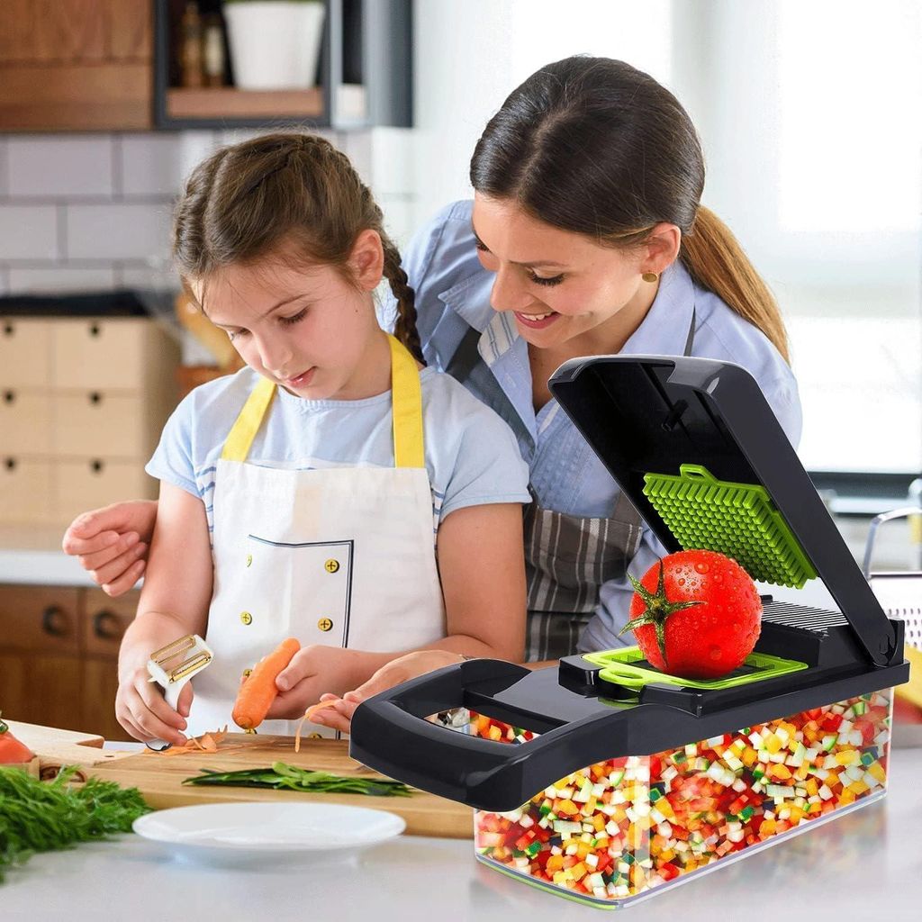 Mandoline Gemüseschneider - 16-in-1 Gemüseschneider und Mandoline mit 7 austauschbaren Klingen