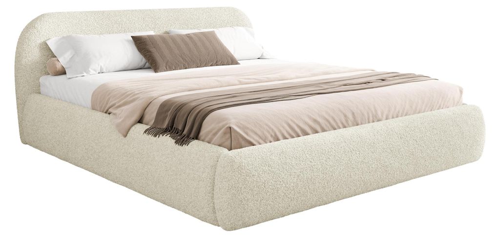 MIRJAN24 Polsterbett Talori, Dopellbett mit Bettkasten, Leistenlattenrost aus Holz (Farbe: Lambi 08, Größe: 160x200 cm)