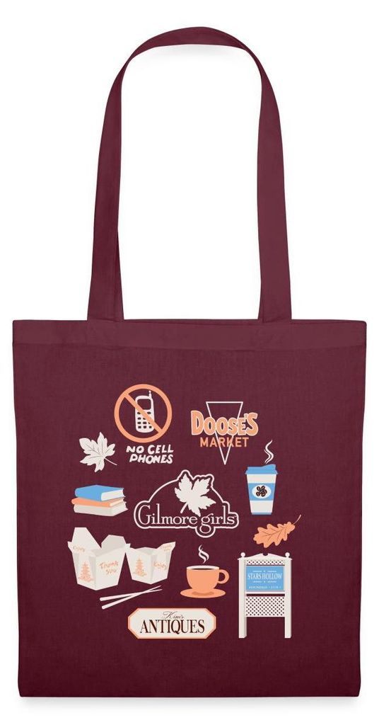 Spreadshirt Gilmore Girls Essentials Collage Pastell Stoffbeutel, One size, Burgunderrot
