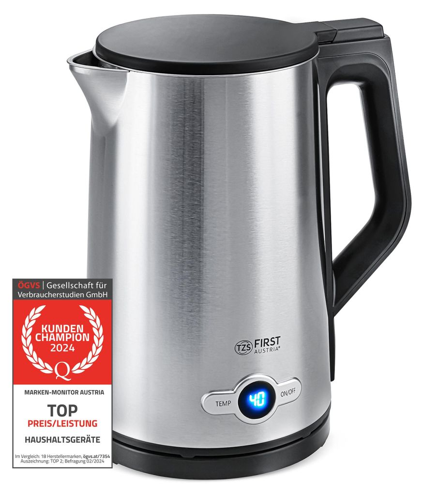 TZS First Austria Edelstahl Wasserkocher 2200W, 1,7 L, Produktbild 