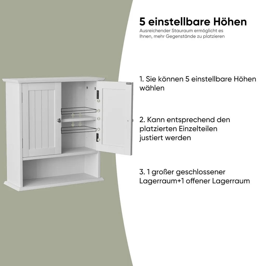 Mobiletto Portaoggetti Bagno 2 Ante | Scaffale Bianco Multiuso - 7