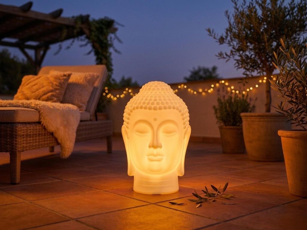 Smartwares LED Solar-Buddha OSL-60081 weiß 51 cm RGBW Produktbild 