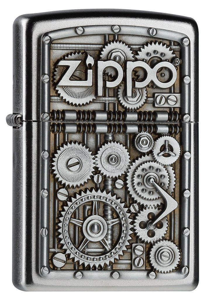 Zippo Feuerzeug Gear Wheels Messing Edelstahloptik Benzin Produktbild 