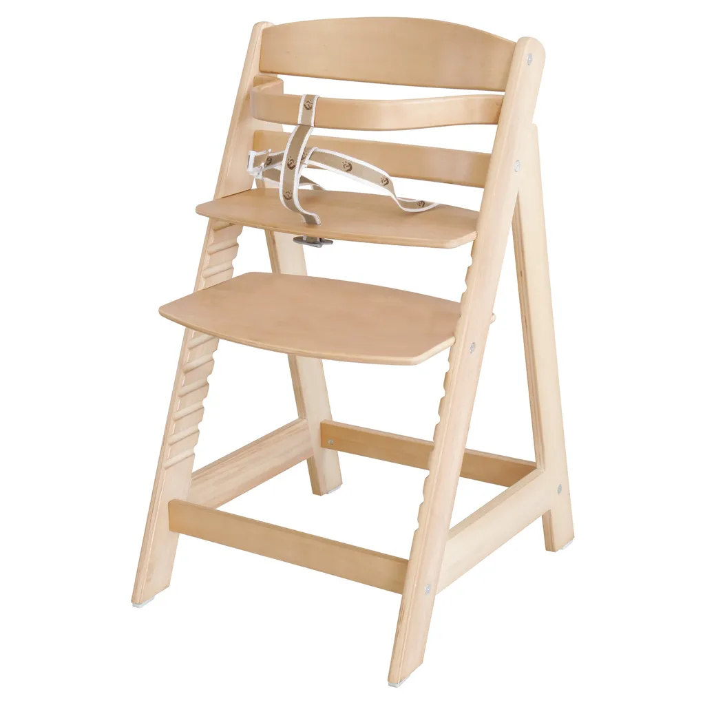 Chaise haute Roba Sit Up 3 bois naturel avec barrière de sécurité bébé
