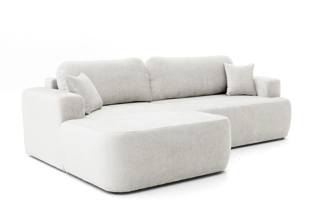 NEXT COLLECTION Ecksofa Gio mit Schlaffunktion und Stauraum, Boucle Stoff, Einfache Form, Links, Beige