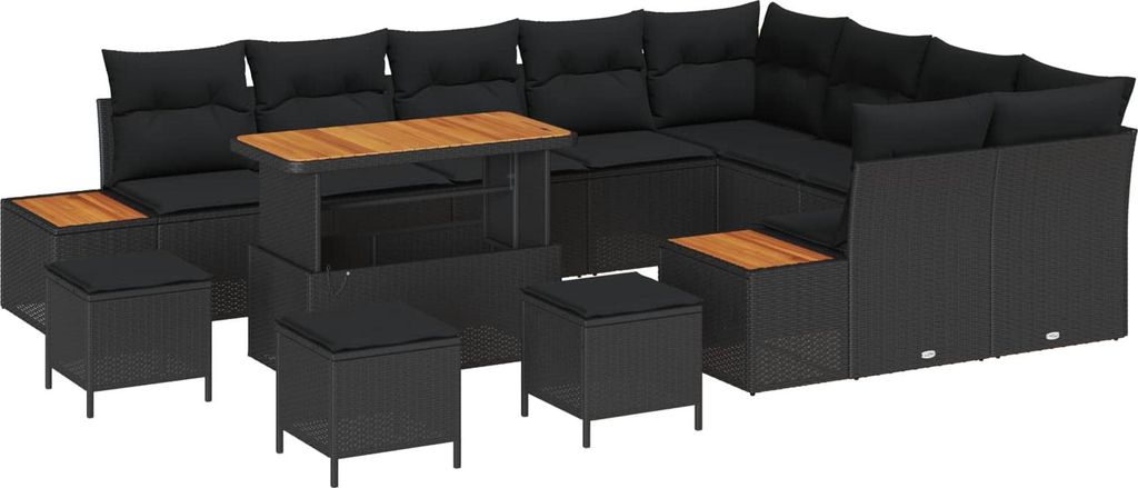 "WINTER SALE" Garten-Sofa-Set - Balkonmöbel/Loungeset - elegantes Design - mit Kissen mit Speicher Schwarz Poly Rattan - 110x55x71cm - Gartensofas...