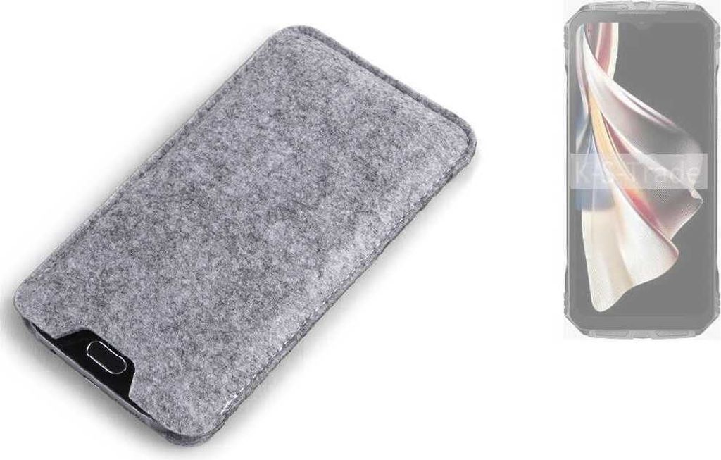 K-S-Trade Filz Handyhülle kompatibel mit Doogee S Cyber Schutzhülle Filztasche Filz Tasche Case Sleeve Handy Hülle Filzhülle grau