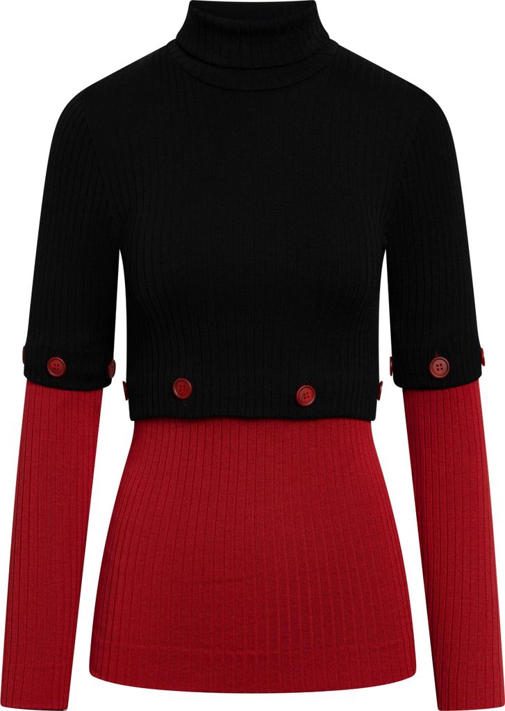 Tooche Langarmshirt "Dual Red Elegance"