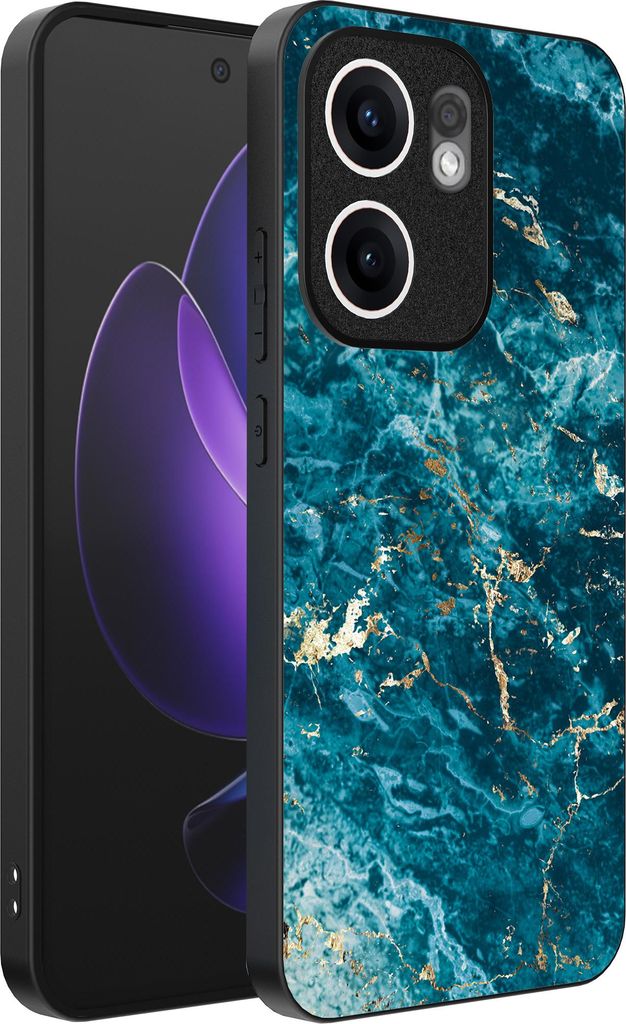 Smartphonica Telefon Fall geeignet für Oppo Reno 13F mit Marmor-Druck - TPU zurück Abdeckung Fall blau Marmor-Design - Blau