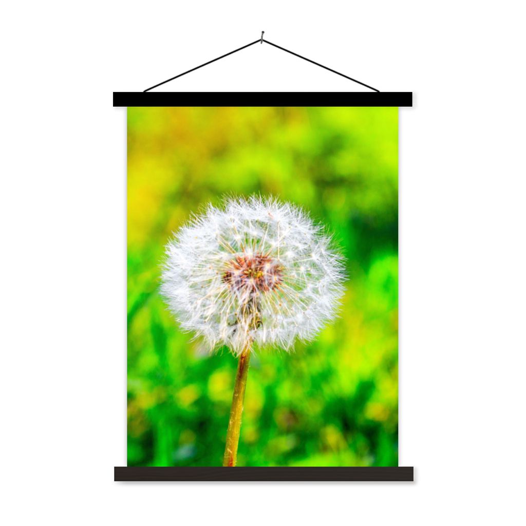 MuchoWow Textilposter Löwenzahn - Gras - Blume 40x53 cm mit schwarzem Rahmen - Abbildung