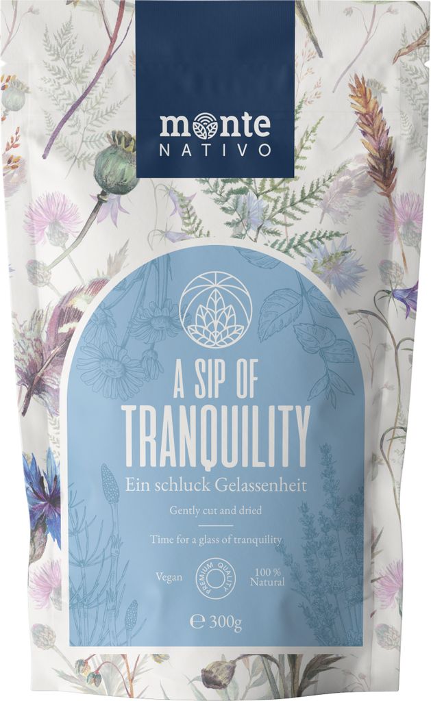 Gelassenheit Tee Monte Nativo 300g - Eine hochwertige Kräutermischung - Lavendel, Kamillentee, Pfefferminztee und Schachtelhalmtee